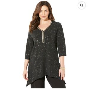 Catherines Black and Gold Women's Top